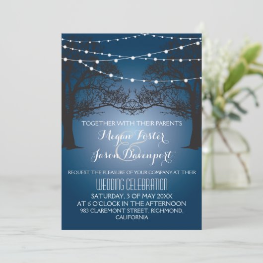 Lumière à cordes et faire-part de mariage moderne  (Debout devant)