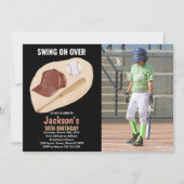 Lumière Brown Baseball Invitations Anniversaire av (Devant)