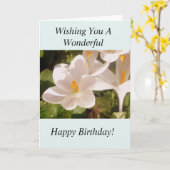 Lumière de fleur blanche et carte d'anniversaire (Fleur jaune)