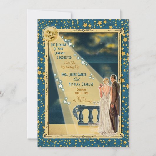 Lumière de la lune Romance Mariage Invitations 2 - (Devant)