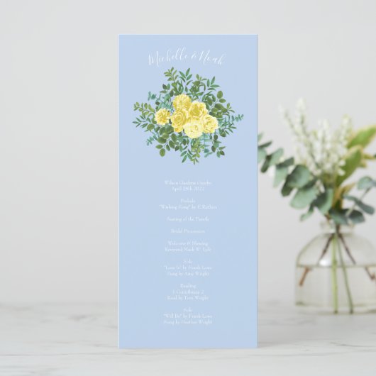 Lumière Jaune Bleu Pâle Rose Programmes de mariage (Debout devant)