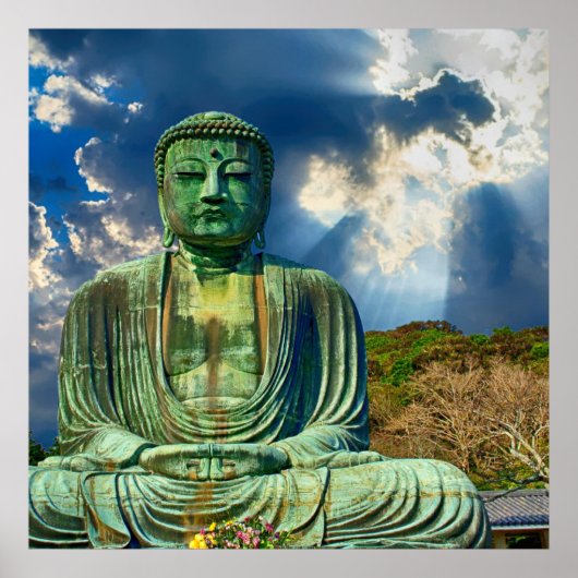 Lumière Méditer Bouddha Poster Mur Art (Devant)