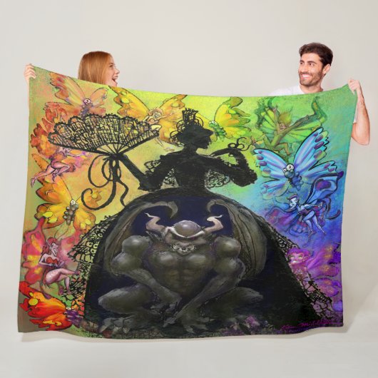 Lumière sur une couverture en polaire foncée (En situation)