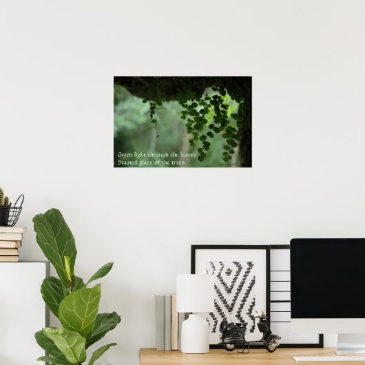 Lumière verte en feuille - Poster avec citation (Bureau à domicile)