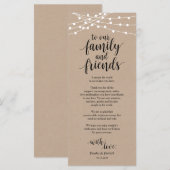 Lumières à cordes, Carte de remerciements de régla (Devant / Derrière)