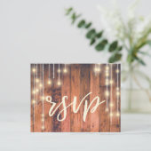 Lumières à cordes de bois rustique | Carte postale (Debout devant)