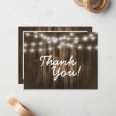 Lumières à cordes de bois rustique Merci Carte de (Devant/Arrière en situation)