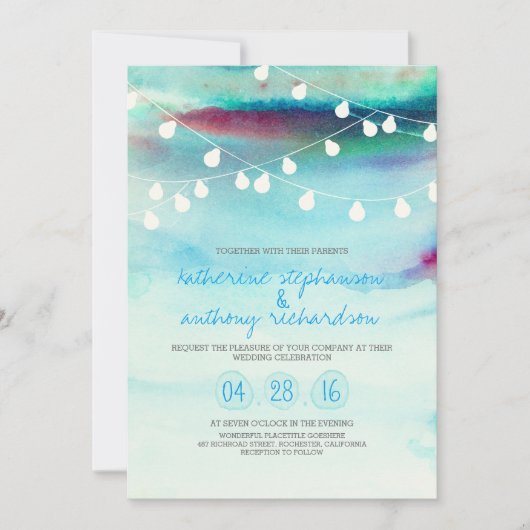 lumières à cordes de plage d'eau faire-part de mar (Devant)