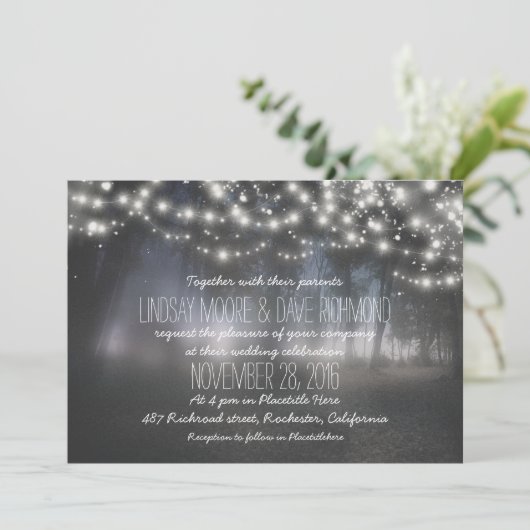 lumières à cordes faire-part de mariage rustique b (Debout devant)