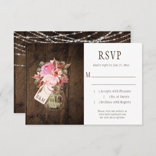 Lumières à cordes rustiques Pots Mason Rose RSVP (Devant / Derrière)