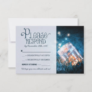 lumières bleu rustique mason jar mariage RSVP