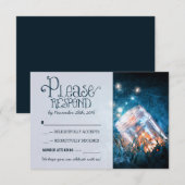 lumières bleues rustiques pot mason mariage RSVP (Devant / Derrière)