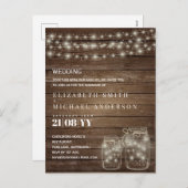 Lumières Bocaux Maçon Rustiques Budget Invitations (Devant / Derrière)