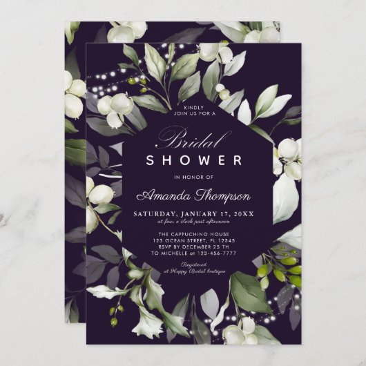 Lumières botaniques | Invitation de douche nuptial (Devant / Derrière)