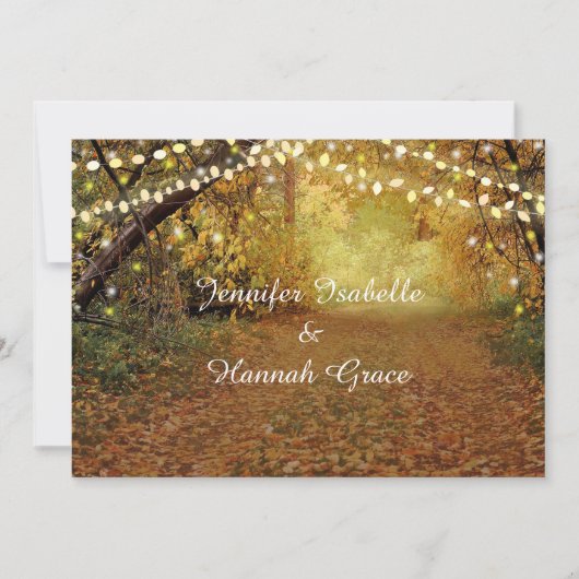 Lumières, chemin forestier Faire-part de mariage g (Devant)