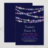 Lumières colorées sur Navy Sweet 16 Invitation (Devant / Derrière)