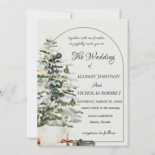 Lumières d'arbre hiver Noël Invitation de mariage.