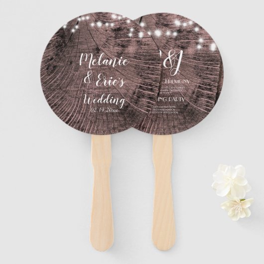 Lumières de bûche de mariage rustique Éventail à m (Devant et derrière)
