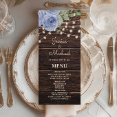 Lumières de chaîne en bois rustique Menu de mariag