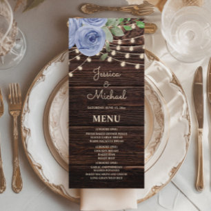 Lumières de Chaîne en Bois Rustique Menu de Mariag