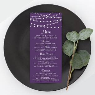 Lumières De Chaîne Sur Le Menu Mariage Violet