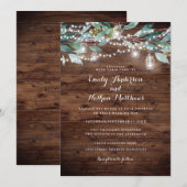 Lumières de corde de feuille rustique Invitation d (Devant / Derrière)