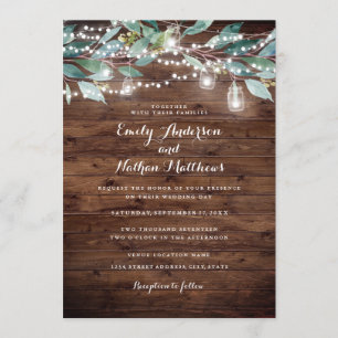 Lumières de corde de feuille rustique Invitation d
