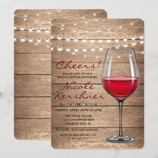 Lumières de corde de vin rustique Invitation de do (Devant / Derrière)