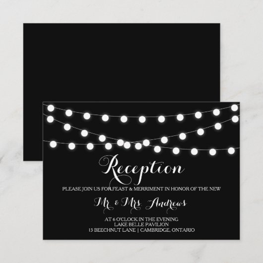 Lumières de Fée Blanches | Carte de réception de m (Devant / Derrière)