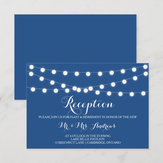 Lumières de Fées Blanches | Carte de Réception de  (Devant / Derrière)