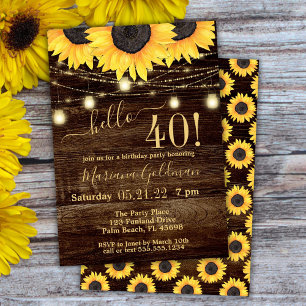 Lumières de ficelle de tournesols Invitation de fê