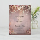 Lumières de fleurs rose Save The Date (Debout devant)