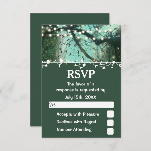 Lumières de forêt enchantées RSVP rustique (Devant / Derrière)