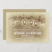 Lumières de jardin rustique - Faire-part de mariag (Devant / Derrière)