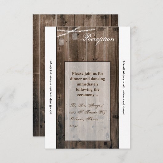 Lumières de jarres de maçon de carte de réception (Devant / Derrière)