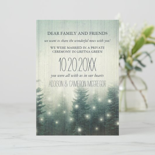 Lumières de la forêt | Rustic Elopement Faire-part (Debout devant)