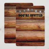 LUMIÈRES DE MARIAGE À FILS RUSTIQUES INVITATIONS (Devant / Derrière)