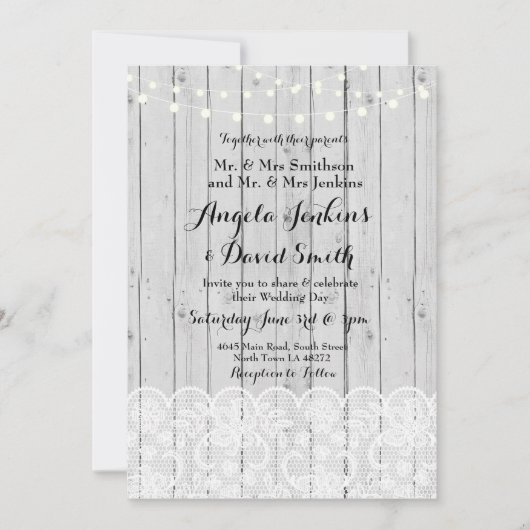 Lumières de mariage d'hiver Invitation de fête en (Devant)
