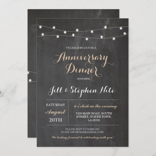 Lumières de mariage rustique pour invitation de fê (Devant / Derrière)