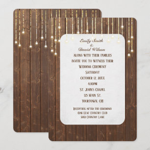 Lumières de mariage sur invitation en bois de gran