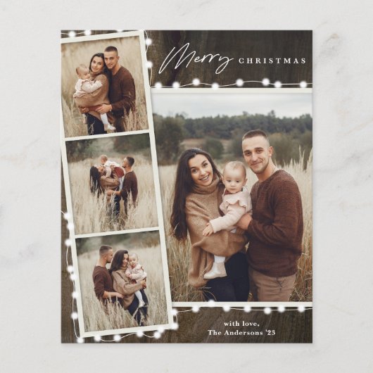 Lumières de Noël rustiques 4 Cartes de fin de anné (Devant)