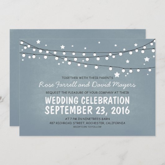 Lumières De Nuit Rustiques Faire-part de mariage É (Devant / Derrière)