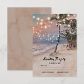 Lumières de plage vintage tropicales Mariage RSVP (Devant / Derrière)