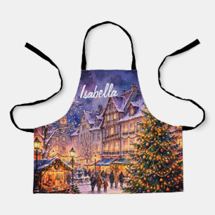 Lumières de village de Noël cosy - Tablier avec no
