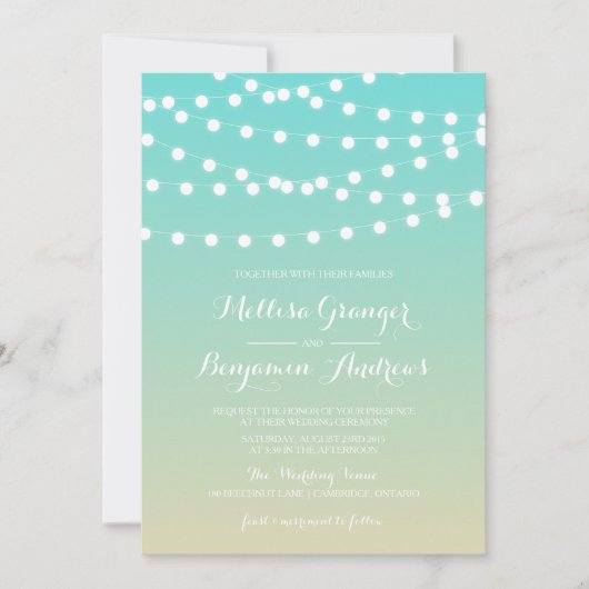 Lumières des fées | Ombre Beach Wedding Invitation (Devant)