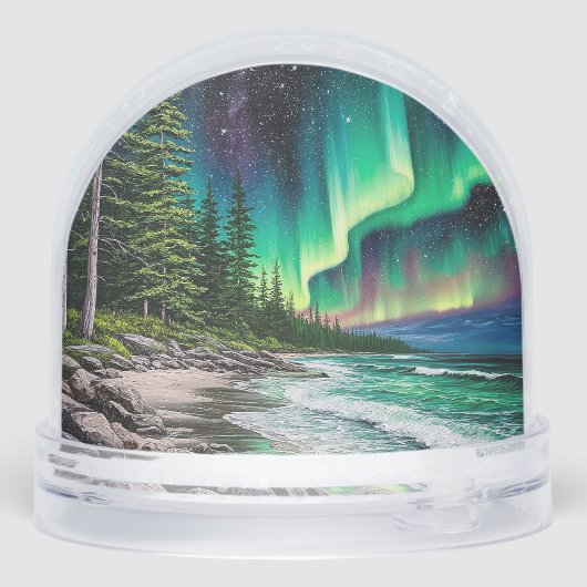 Lumières du Nord sur une côte rocheuse (Arrière)