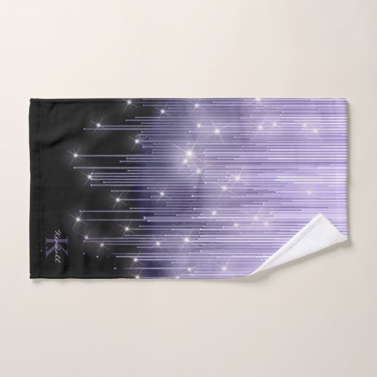 Lumières en cascade Monogramme Violet ID789 (Serviette à main)