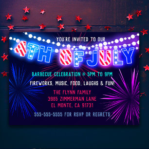 Lumières et feux d'artifice 4 juillet invitations