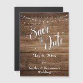 Lumières Et Script Bois Enregistrer La Date Carte  (Devant / Derrière)