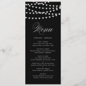 Lumières Fée Blanche | Carte de menu Mariage noir (Devant)